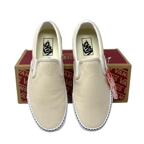 VANS Classic Slip On Checkboard Beige Canvas Women's Size Sneakers VN0A5AO8DJR - Picture 10 of 11